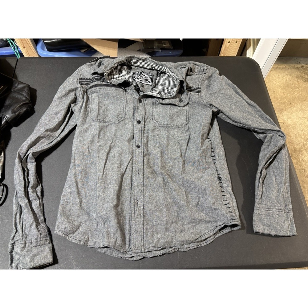 Affliction Black Premium Button Up Medium Gray Shirt Y2K